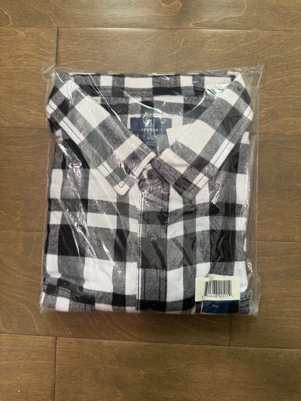 George Men's Black & White Plaid Button-Down Shirt